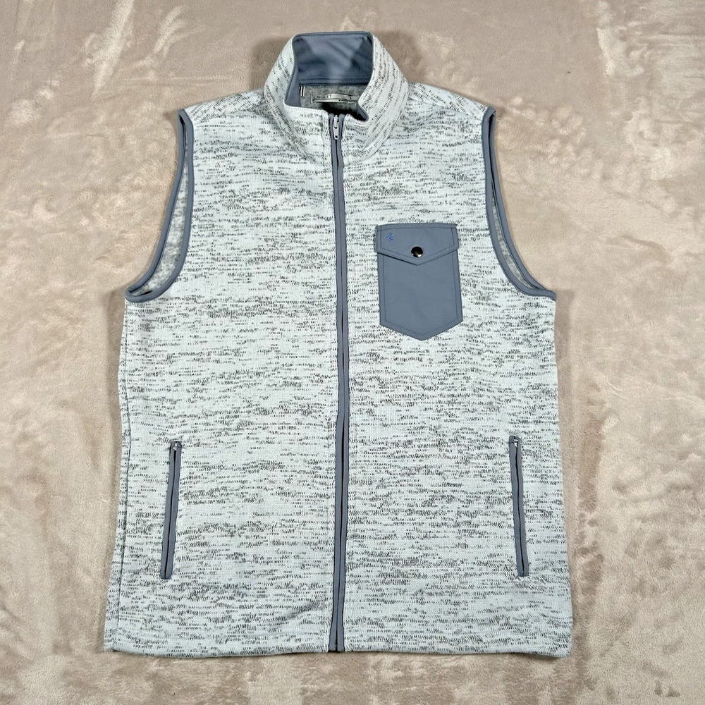 Criquet Silver Bullet Vest Mens Large Gray Heathered Fleece Full Zip Golf AD0490